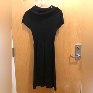Calvin Klein Black Knit Cowl Neck Short Sleeve Midi Dress